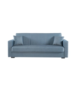 Divano letto "afrodite" 3 posti in tessuto grigio-blu, 212x80x87 cm